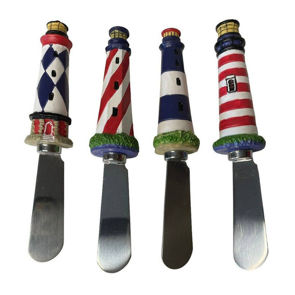 Summer Living Other - Lighthouse Cheese Butter Spreader Knives Lot of 4 Stainless steel NEW Cape Cod